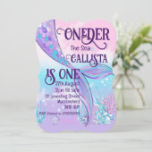 Zeemeerminstaart uitnodiging (Staand voorkant)