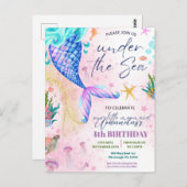 Zeemeerminstaart Waterverf Verjaardag Onder de Zee Briefkaart (Voorkant / Achterkant)