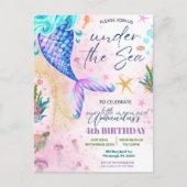 Zeemeerminstaart Waterverf Verjaardag Onder de Zee Briefkaart (Voorkant)