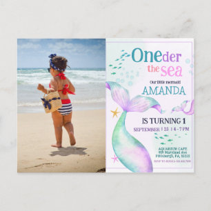Zeemeerminstaart Waterverf Verjaardag Onder de Zee Briefkaart