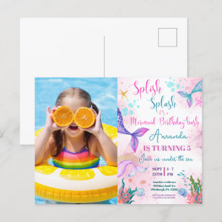 Zeemeerminstaart Waterverf Verjaardag Onder de Zee Briefkaart