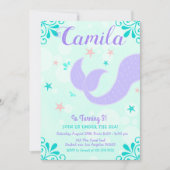 Zeemeerminstaartverjaardag onder het Zee Paarse Bl Kaart (Voorkant)