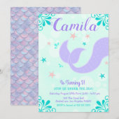 Zeemeerminstaartverjaardag onder het Zee Paarse Bl Kaart (Voorkant / Achterkant)