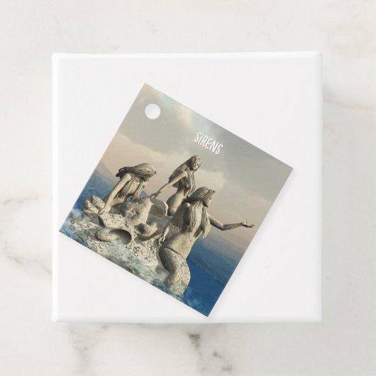 Zeemeerminstandbeeld. gepersonaliseerd bedankjes labels (In situ)