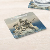 Zeemeerminstandbeeld. gepersonaliseerd kartonnen onderzetters (Schuin)
