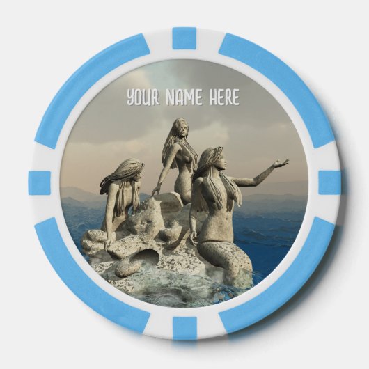 Zeemeerminstandbeeld. Gepersonaliseerd Poker Chips (Voorkant)
