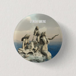 Zeemeerminstandbeeld. gepersonaliseerd ronde button 3,2 cm
