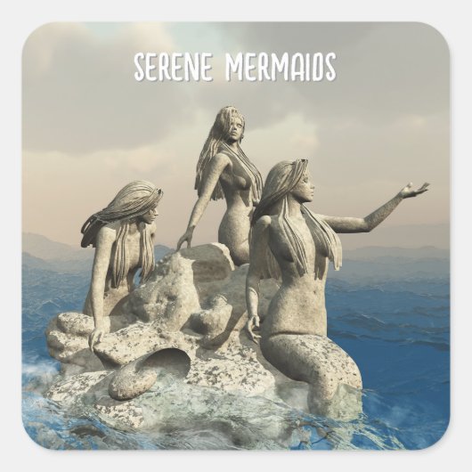 Zeemeerminstandbeeld. gepersonaliseerd vierkante sticker (Voorkant)