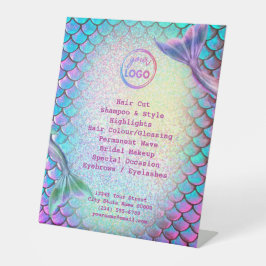 zeemeerminteken schoonheidssalon reclamebord met voetstuk