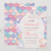 Zeemeerminuitnodigingen, onder het Zee Verjaardag Kaart (Voorkant / Achterkant)