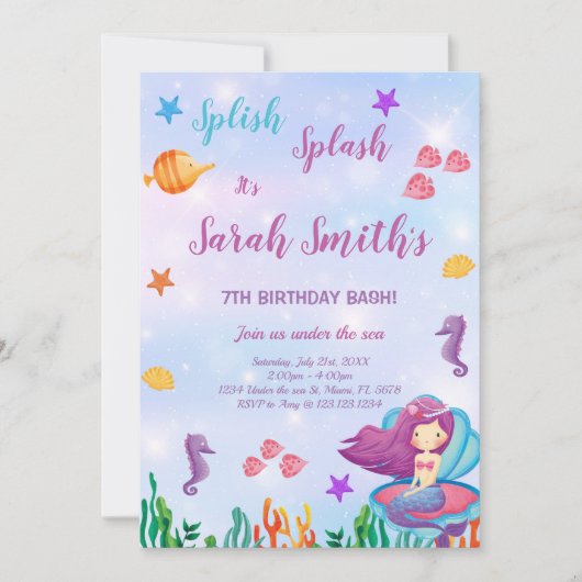  zeemeerminverjaardag kaart (Voorkant)