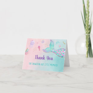 Zeemeerroze goud onder het Baby shower van de Zee Bedankkaart