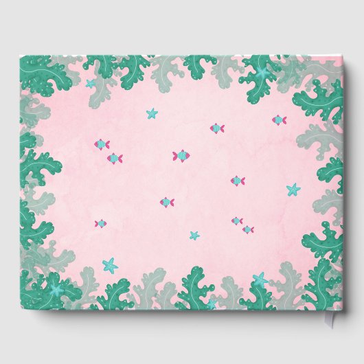 Zeemeerroze onder het Baby shower van het Zee Gastenboek (Achterkant)