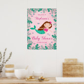Zeemeerroze onder het Baby shower van het Zee Poster (Keuken)