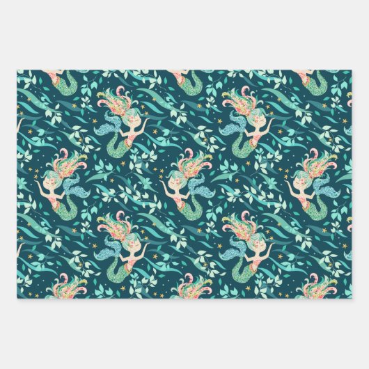 Zeemeervis anananassapier, set van 3 inpakpapier vel (Voorkant)