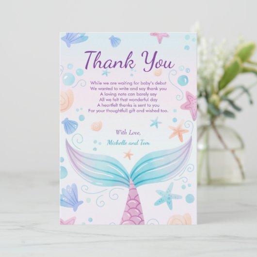 Zeemeervis Baby shower schelvis onder Zee B Bedankkaart (Staand voorkant)