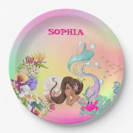 Zeemeervis Dark Hair Cute Rainbow Papier Papieren Bordje