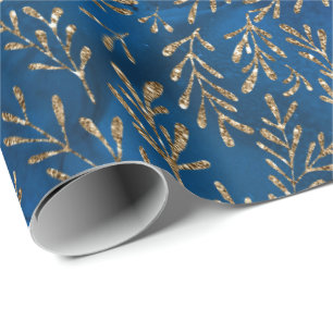 Zeemeervis Glitter Blue Navy Gold Foils Cadeaupapier