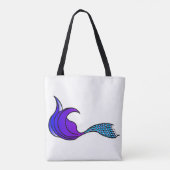 Zeemeervis met paarse en blauwe canvas tas (Achterkant)