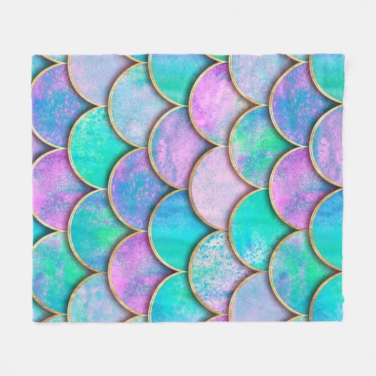 Zeemeervis op schaal japans naadloos patroon. fleece deken (Voorkant (Horizontaal))