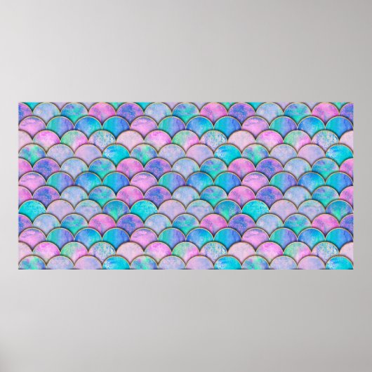 Zeemeervis op schaal japans naadloos patroon. poster (Voorkant)