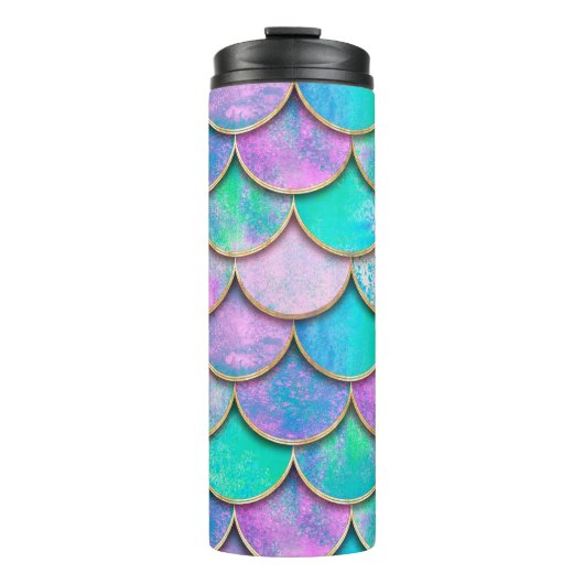 Zeemeervis op schaal japans naadloos patroon. thermosbeker (Voorkant)