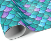 Zeemeervis staart groen en Paars patroon Cadeaupapier (Rol Hoek)