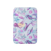 Zeemeervis-zeepaardvis-lavendel en blauw badmat (Voorkant Verticaal)