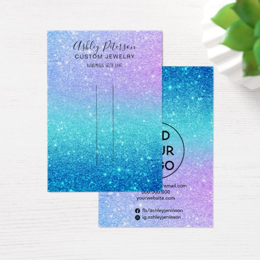 zeemeervormig glitter blauw juwelen haarclipdispla visitekaartje (Bureau)