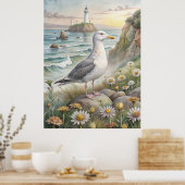 Zeemeeuw aan de kust poster (Keuken)