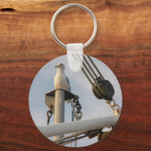 Zeemeeuw aan de Rigging van een Bot Sleutelhanger (Voorkant)