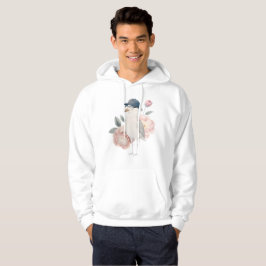 Zeemeeuw afdrukken in een pet met pioenen speelgoe hoodie