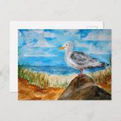 Zeemeeuw bij de strand briefkaart (Voorkant / Achterkant)