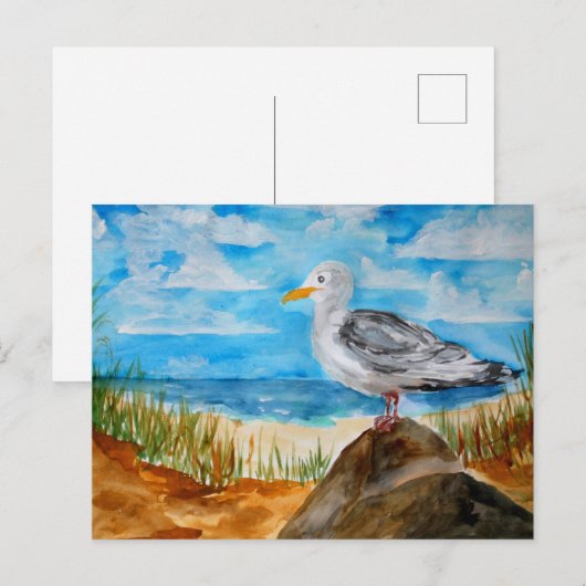 Zeemeeuw bij de strand briefkaart (Voorkant / Achterkant)