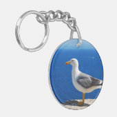 Zeemeeuw bij de strand sleutelhanger (Voorkant Links)
