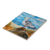 Zeemeeuw bij de strand tegeltje (Zijkant)