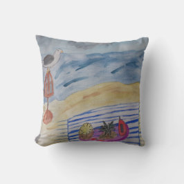 Zeemeeuw bij het zitkussen van het strand kussen