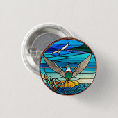 zeemeeuw boven de oceaan ronde button 3,2 cm (Voorkant /achterkant)