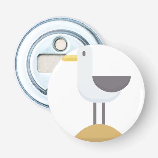 zeemeeuw button flesopener (Voorkant)