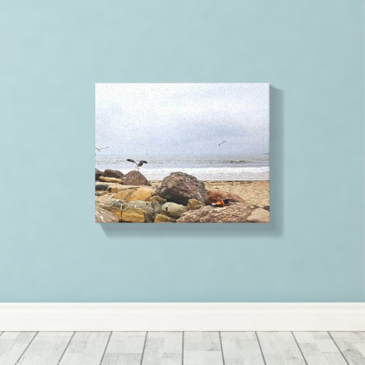 zeemeeuw canvas afdruk (Insitu (Houten vloer))