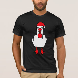 Zeemeeuw Chagrijnige Kerstman Hoed Middenvinger Bo T-shirt