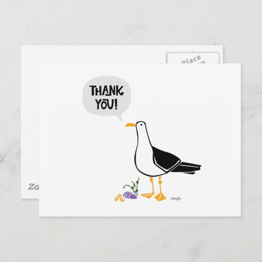 Zeemeeuw dank u briefkaart (Voorkant / Achterkant)