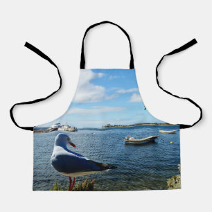Zeemeeuw en boten op de oceaan, Kinder full print Schort