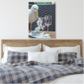 Zeemeeuw en wijnglazen uitzicht canvas print (Insitu (Slaapkamer))