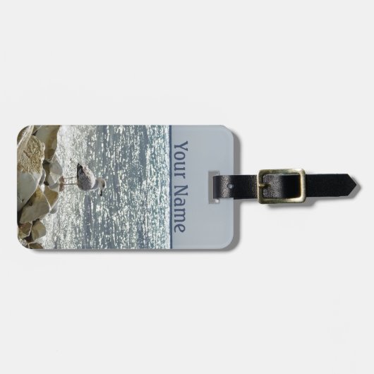 Zeemeeuw en zee bagagelabel (Voorkant horizontaal)