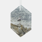 Zeemeeuw en zee glas ornament (Voorkant links)