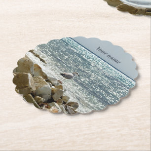 Zeemeeuw en zee kartonnen onderzetters