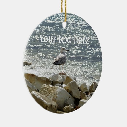 Zeemeeuw en zee keramisch ornament (Rechts)