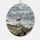 Zeemeeuw en zee keramisch ornament (Links)