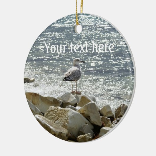 Zeemeeuw en zee keramisch ornament (Links)